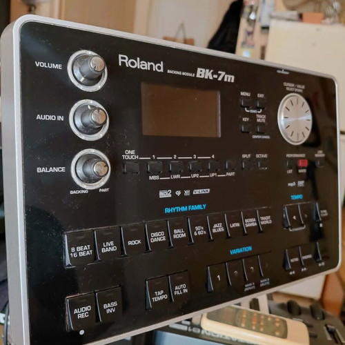 Roland BK7m synthesizer used with Greek rhythms and USB stick