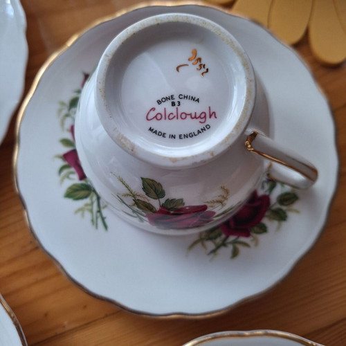 Colclough bone china coffee sets like new with cake plates, pack of three