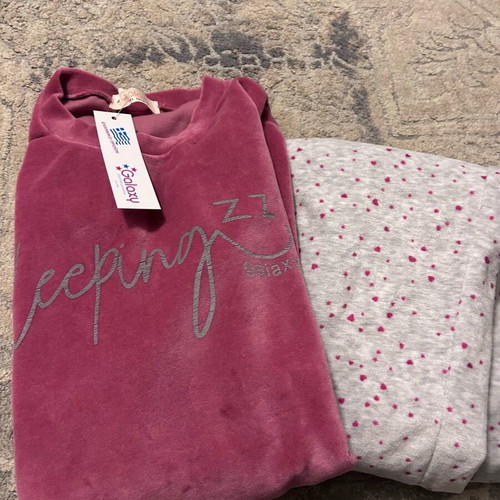 Velour pajamas new, size L, gray and pink Galaxy