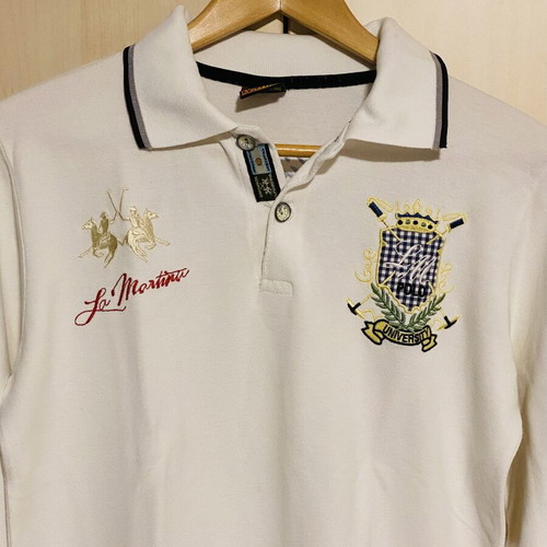 La Martina cotton pique women's polo shirt, white, size M