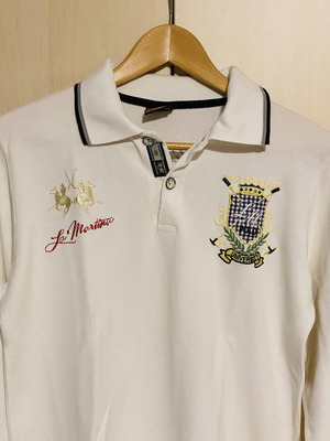 La Martina cotton pique women's polo shirt, white, size M