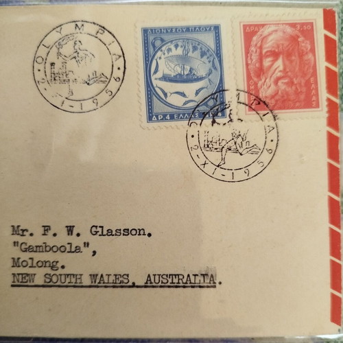 1956 Olympic Torch Flight Envelope like new, authentic