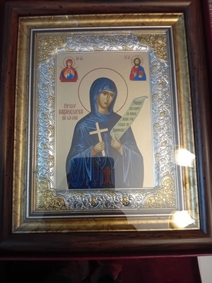 Icon new large on wood and silver-plated metal