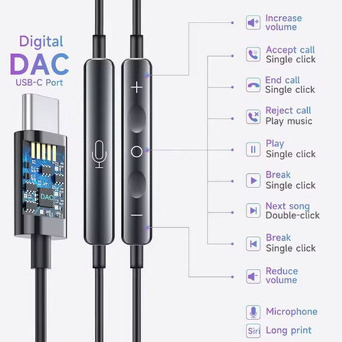 Hands free earphones with type-c plug new