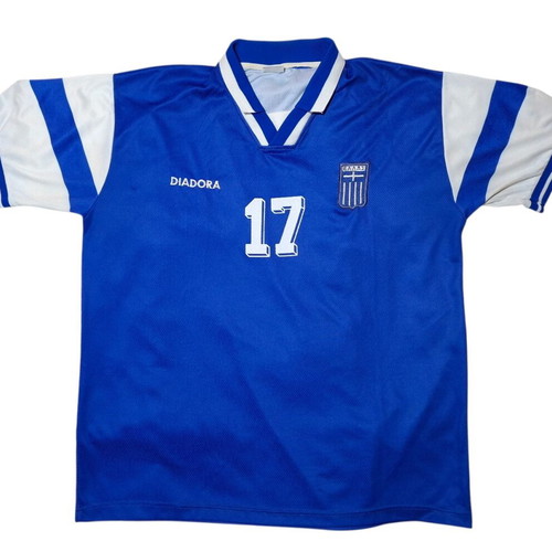 Greece National Football Jersey 1998 Stelios Giannakopoulos used, Diadora, authentic, size XL