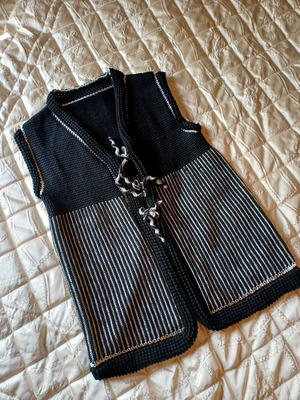 Knitted vest new, handmade, black, size L