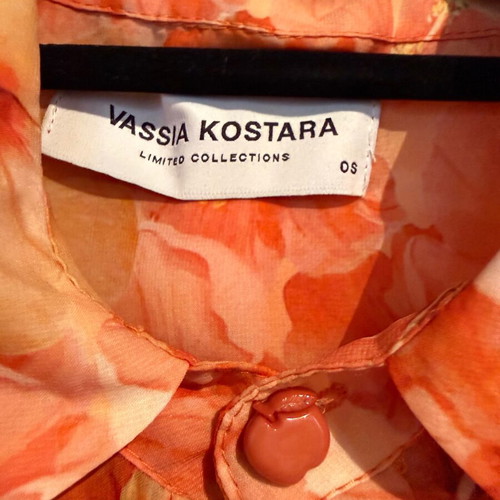 Vassia Kostara shirt one size like new, orange floral