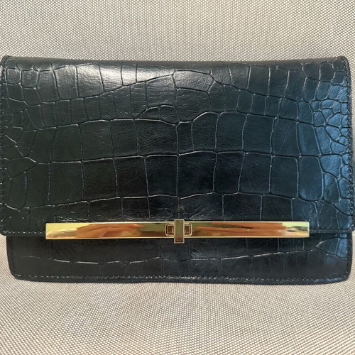 Gianni Chiarini clutch bag χειρός από γνήσιο δέρμα με ζώνη σαν καινούργιο, μαύρο
