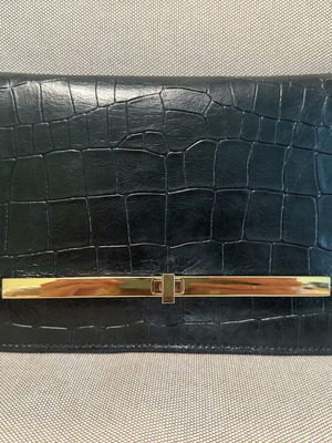 Gianni Chiarini clutch bag χειρός από γνήσιο δέρμα με ζώνη σαν καινούργιο, μαύρο
