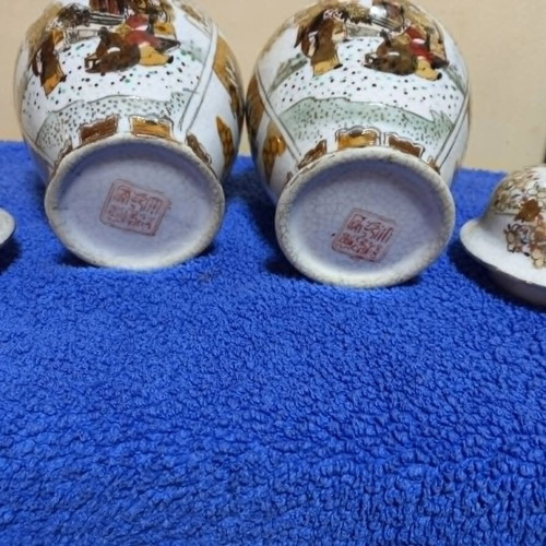 Set of 2 Japanese ceramic art vases used