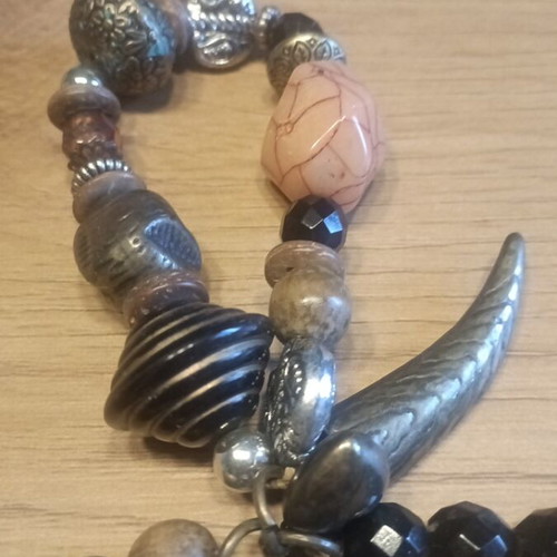 Triple handmade bracelet new, black and beige