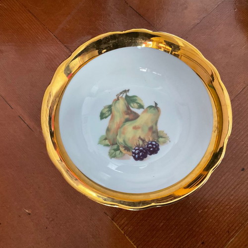 Czechoslovakia pasta plate and bowl set with gold trim