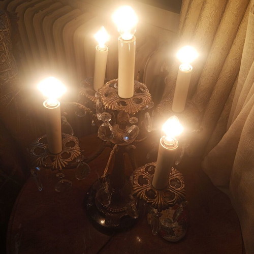 Bronze candlestick very old with marble base like new