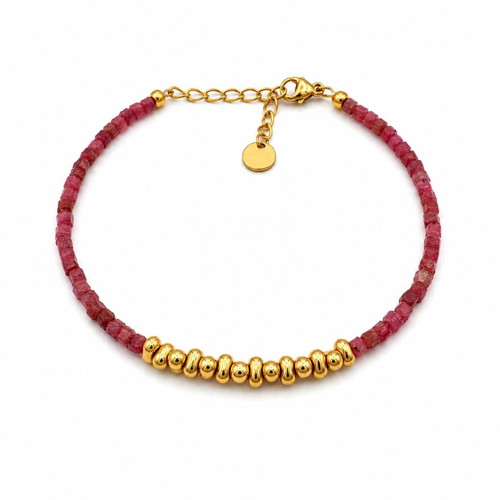 Rhodochrosite Beads Bracelet, Adjustable Size
