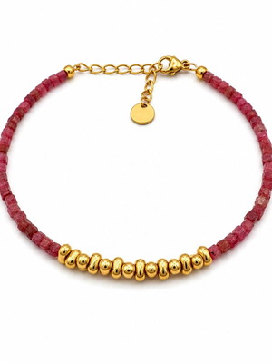 Rhodochrosite Beads Bracelet, Adjustable Size