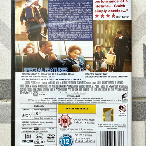 The Pursuit of Happyness DVD new with English subtitles