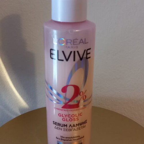 Elvive Glycolic Gloss Serum used, shine