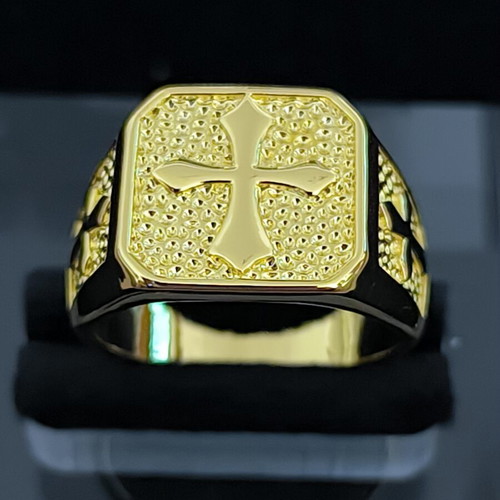 Men's ring cross gold tone statement ring new