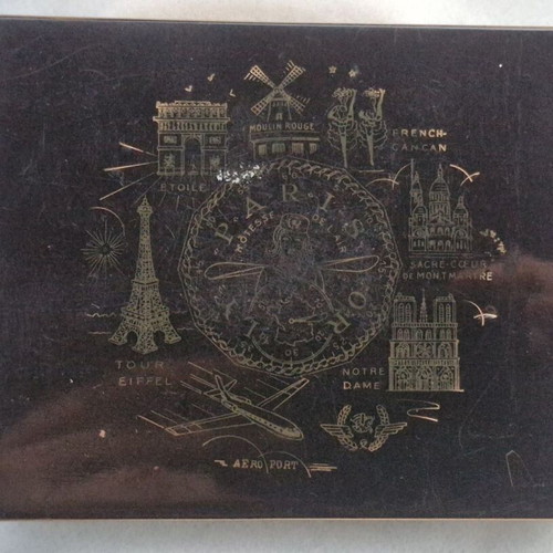 Vintage cigarette case 1950-1960 used with gold details