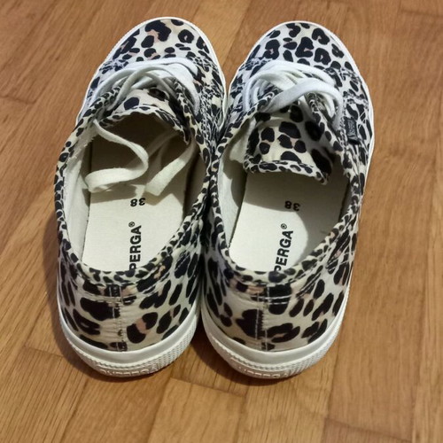 Superga canvas leopard shoes like new, size 38