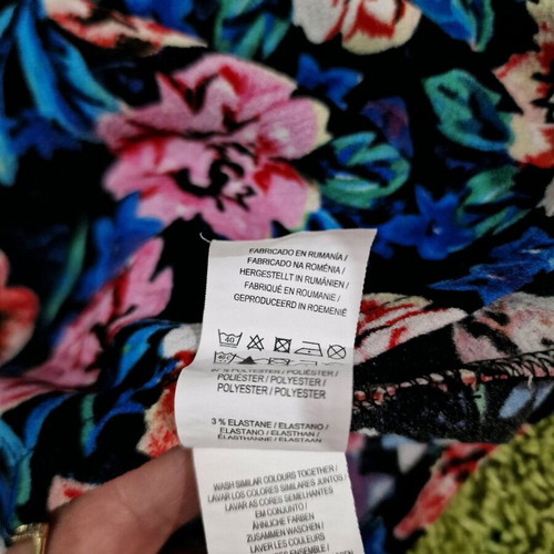 Atmosphere blue electric floral pattern dress women size L like new