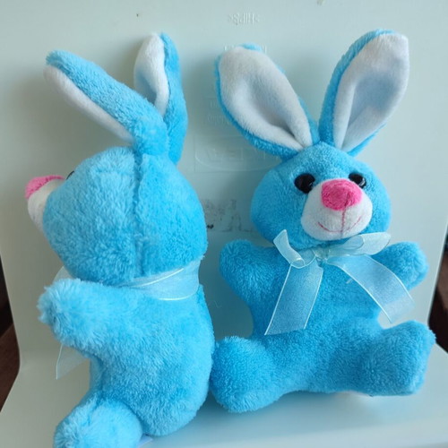 Plush rabbit 17 cm, new, blue color