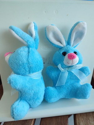 Plush rabbit 17 cm, new, blue color