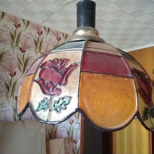 Room lamp used, 1970s stained glass style plexiglass