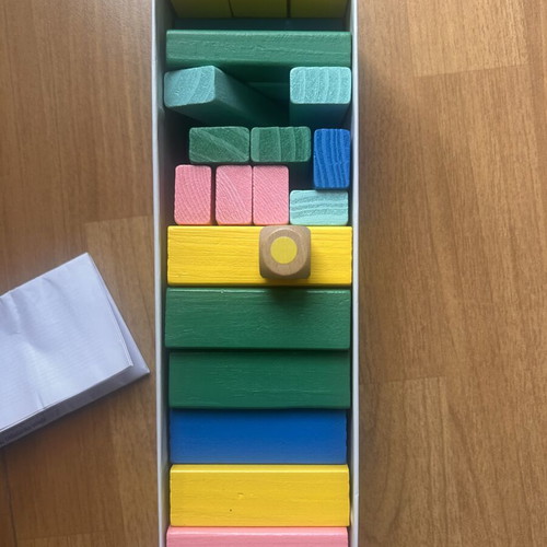 Wooden colored building blocks game like new