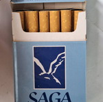 Saga cigarette pack used, full