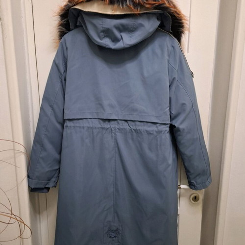 Parka jacket new with removable artificial fur lining blue