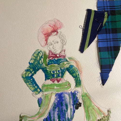 Theatrical costume design used, Alice in Wonderland, watercolor A3
