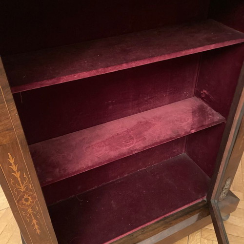 Marquetry display cabinet used, walnut with velvet lining