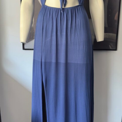 Blue maxi dress with cut-out and knot S/M like new