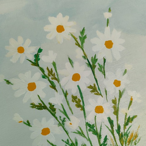 Handmade canvas with daisies new, size 20×20
