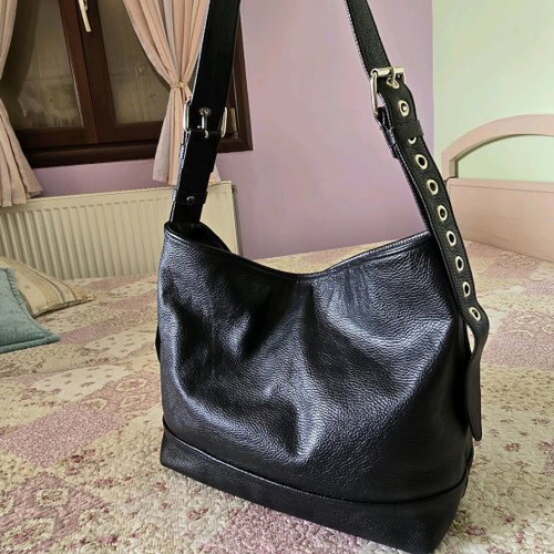 Leather bag new large capacity, black