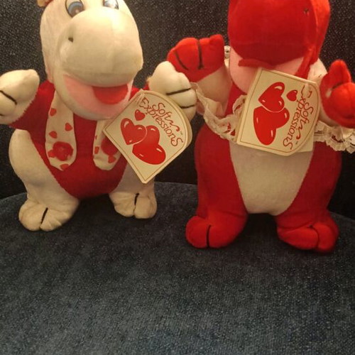 Soft Expressions by Dan Dee vintage plush hippos set of 2 new