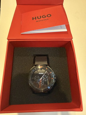 Hugo Boss men's chronograph watch 44mm black stainless steel new