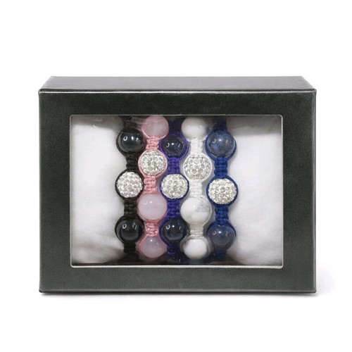 Set of 5 macrame bracelets with natural stones in sealed box new
