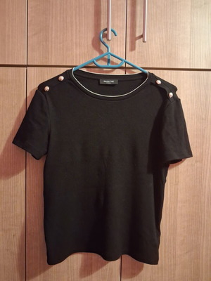 Massimo Dutti women's short-sleeve blouse like new, black, medium