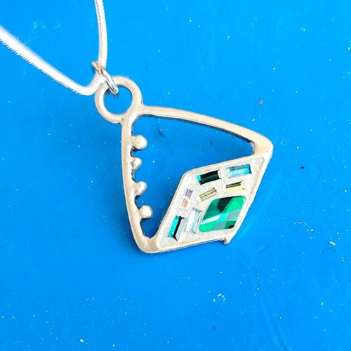 Sea Breeze mosaic necklace handmade with silver plating