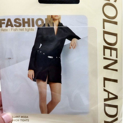 Golden Lady black fishnet tights new, pack of 2, size 3/4
