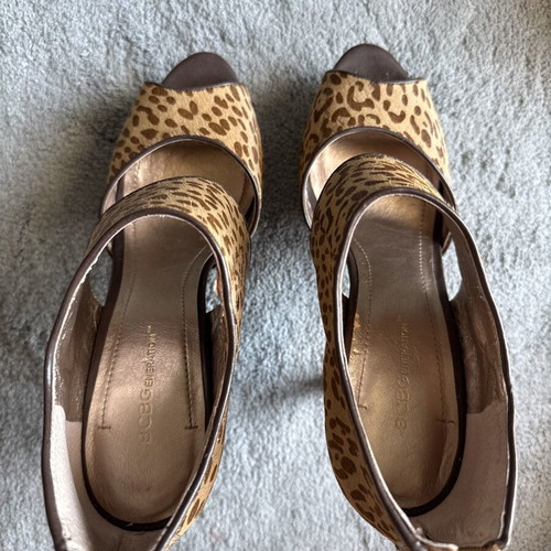 Leather high heels leopard like new, size 39, beige and brown