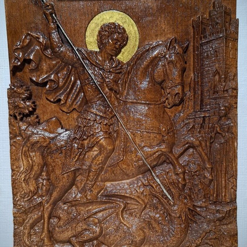 Relief icon of Saint George, 24x18x2.5 cm