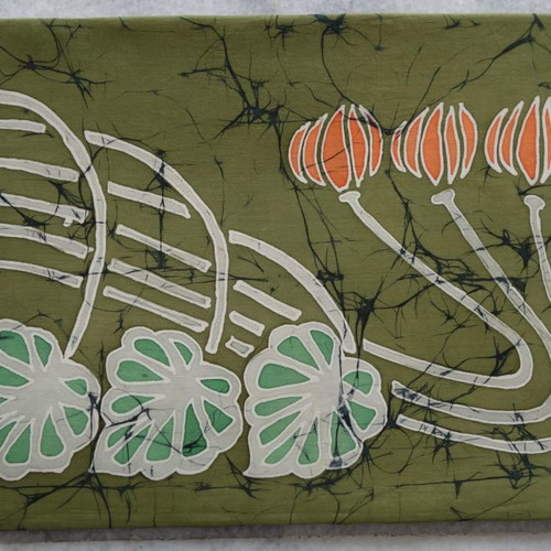 Batik painting used, modern, silk 38x28 cm