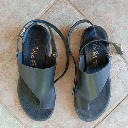 Si Bolleti leather flat sandals, black, size 36