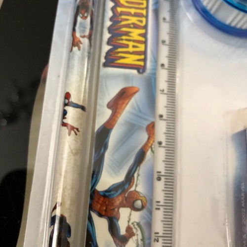 Spider-Man school set with pencil, ruler, sharpener, eraser and sharpener new