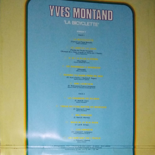 Yves Montand La Bicyclette 2x LP vinyl records used