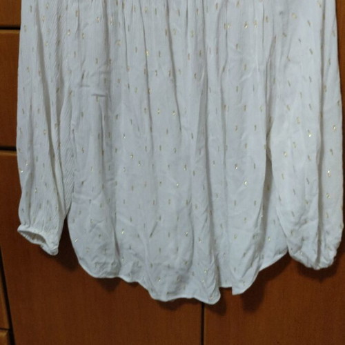 Zara white shirt with gold metallic details used, size S