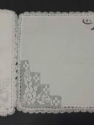Handmade table napkins new, set of 4 cut and crocheted with edging